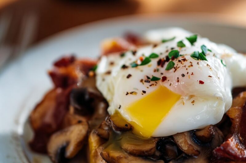 Gordon Ramsay’s Poached Egg with Mushrooms & Bacon Recipe